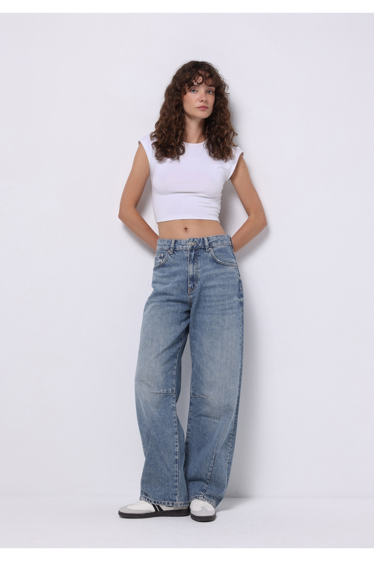 Baggy Fit Kadın İndigo Jean Pantolon
