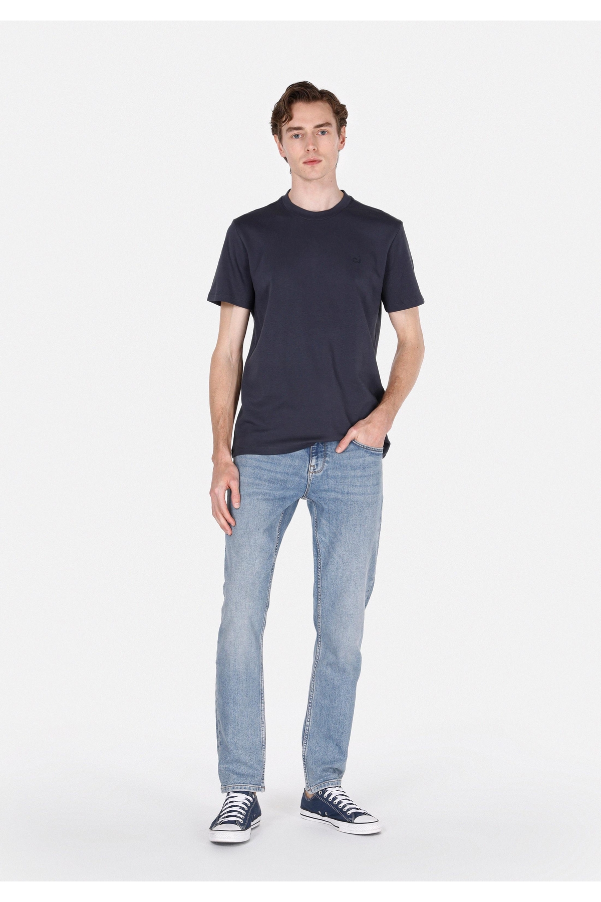Straight Fit Düşük Bel Düz Paça Erkek Green Cast Denim Jean Fermuarlı Pantolon