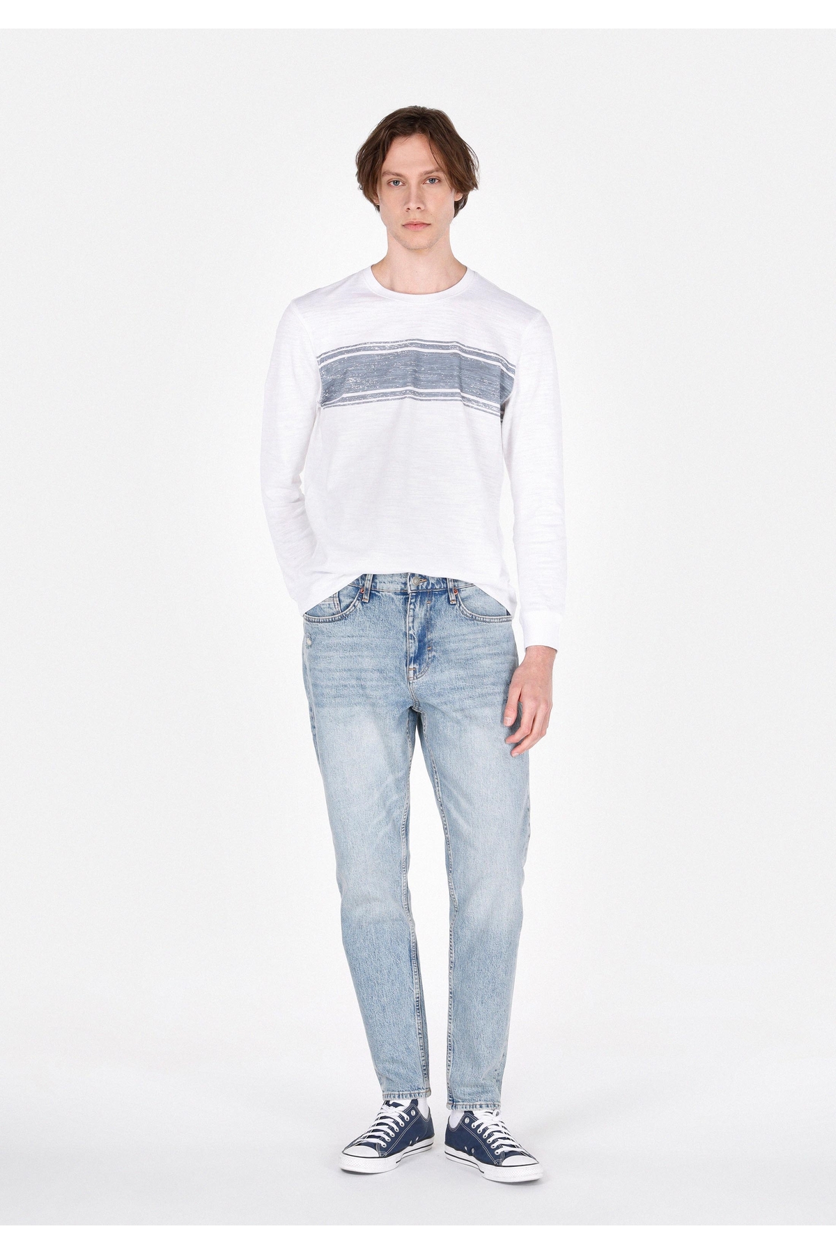 Loose Tapered Fit Erkek İndigo Jean Pantolon
