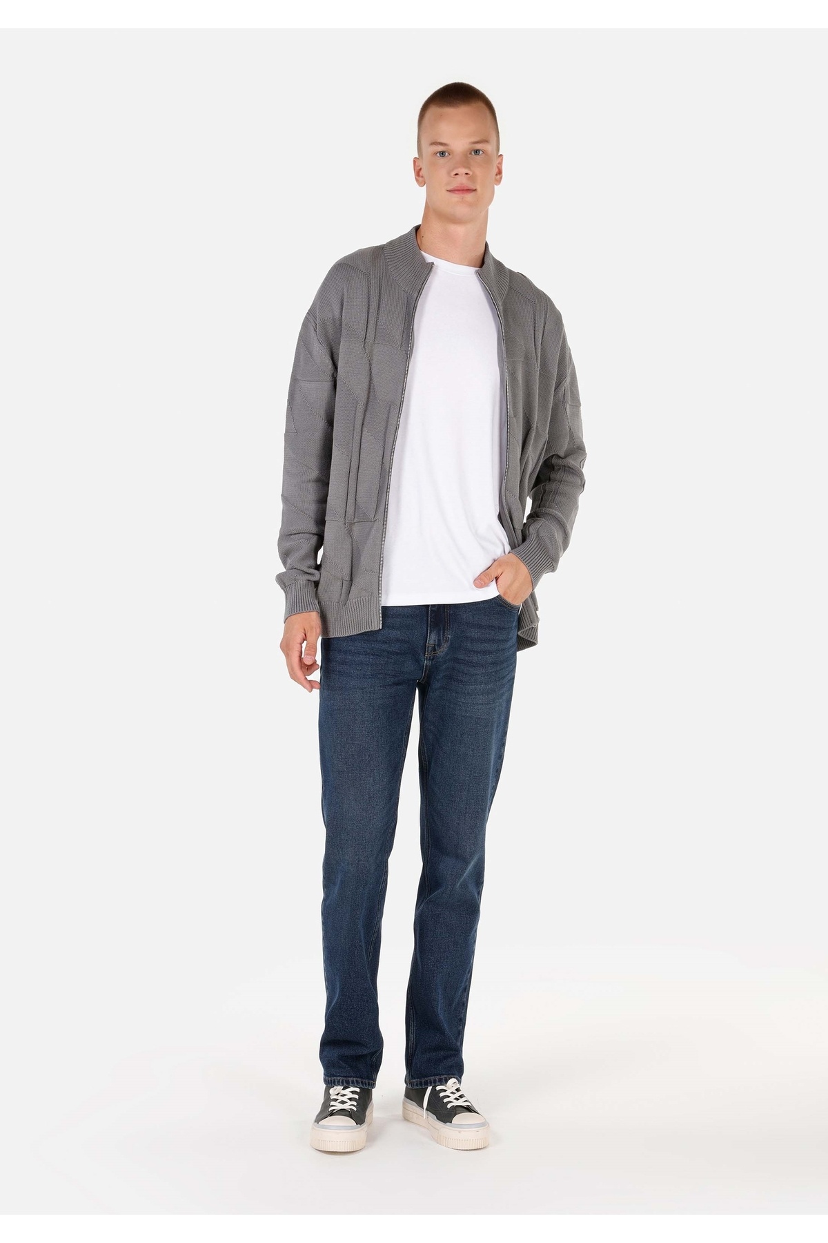Regular Fit Fermuarlı Erkek Gri Hırka — خاکستری .CL1069976_Q1.V2_GRA — تصویر 2 از 4