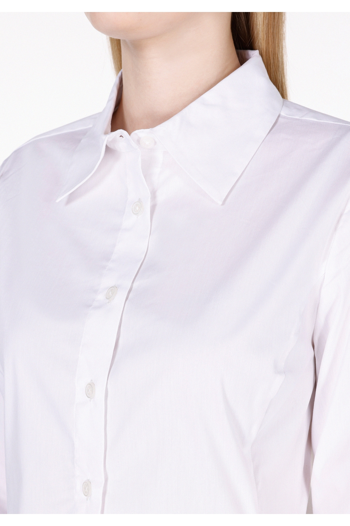 Colin’s  Slim Fit Shirt Neck Düz Kadın Beyaz Uzun Kol Gömlek - Görsel 4