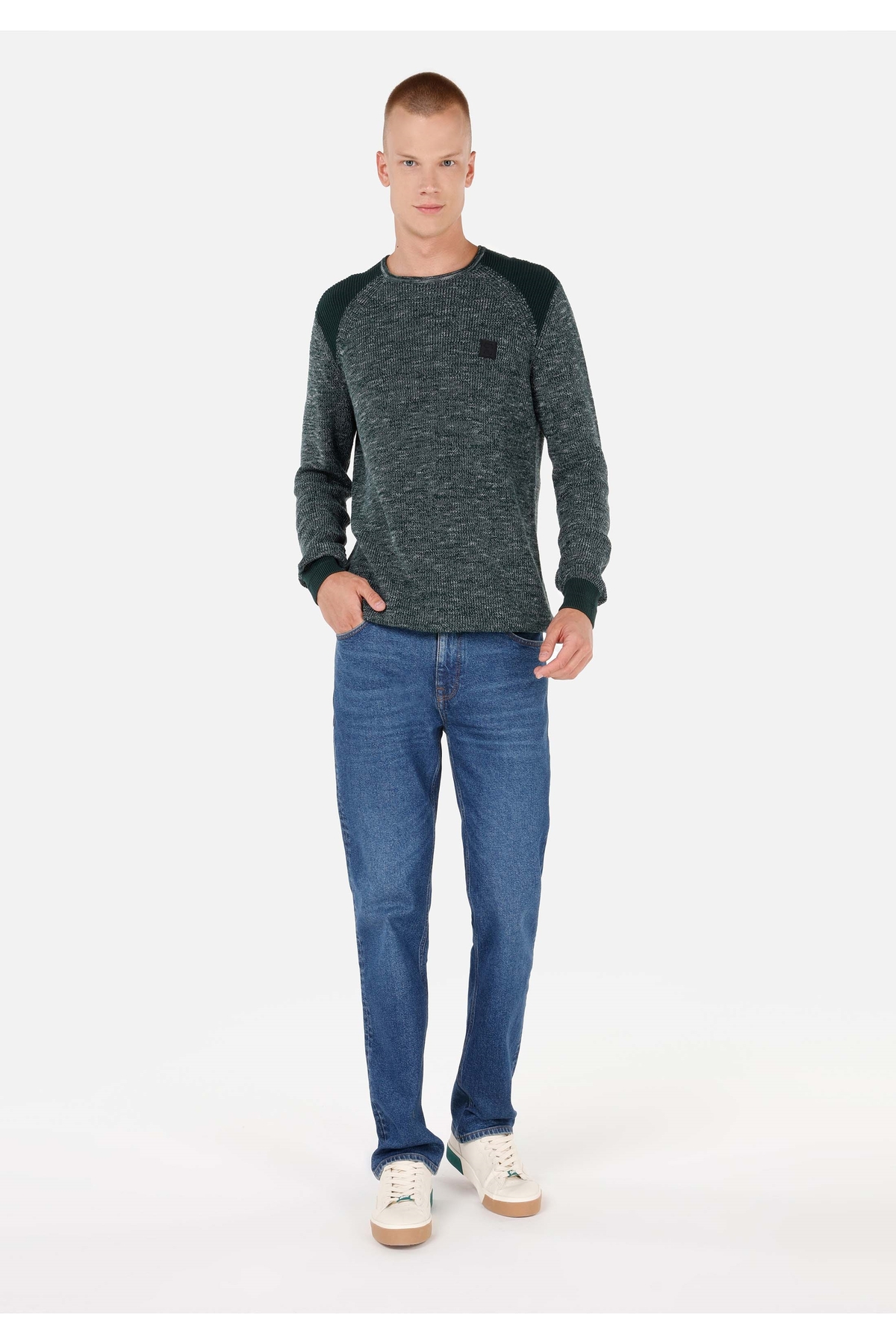 Regular Fit Yuvarlak Yaka Erkek Yeşil Kazak — سبز .CL1069881_Q1.V2_GRN — تصویر 3 از 5