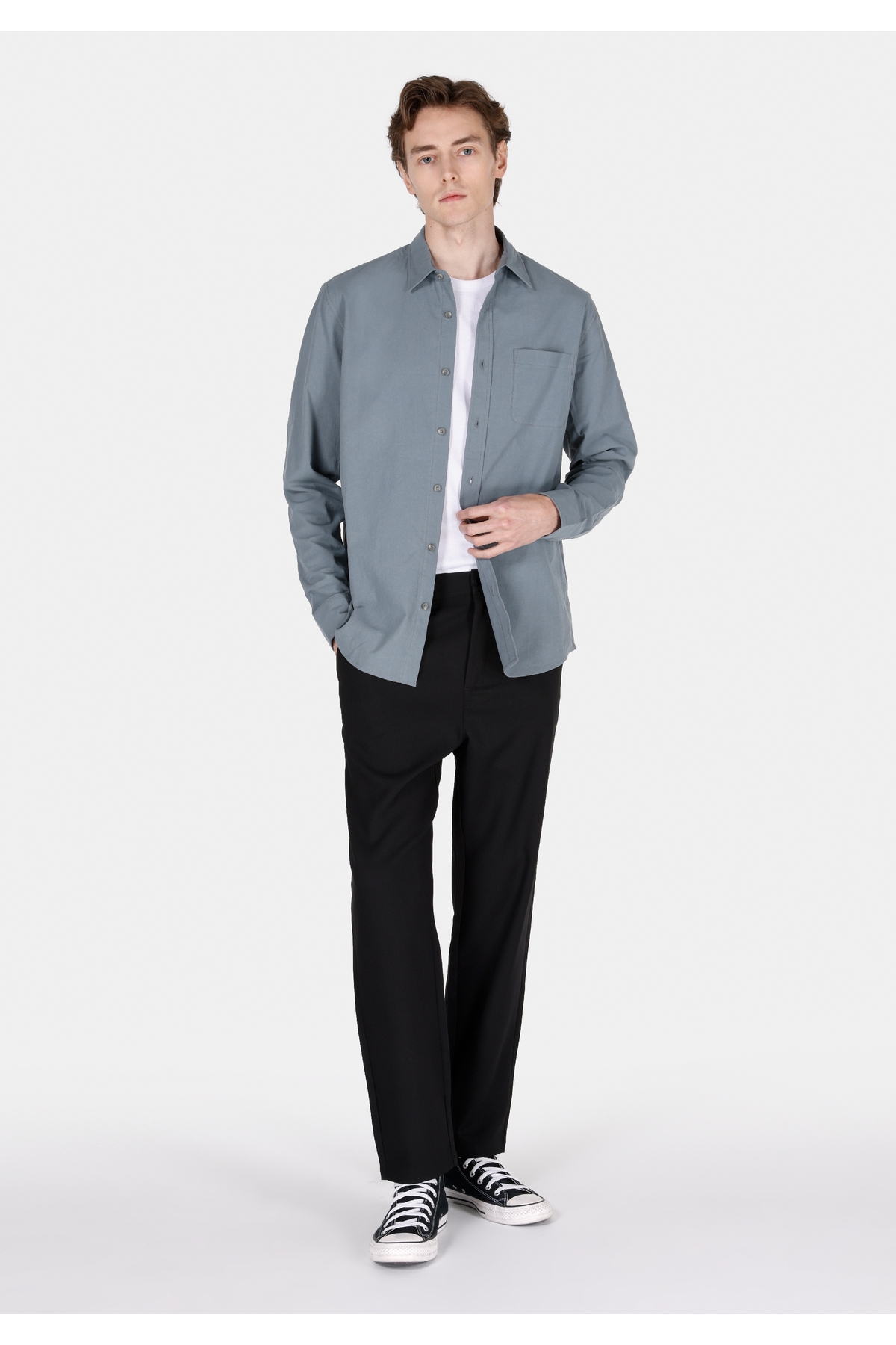 Colin's Regular Fit Shirt Neck Düz Erkek Yeşil Uzun Kol Gömlek — سفید .CL1073761_Q1.V1_PGR