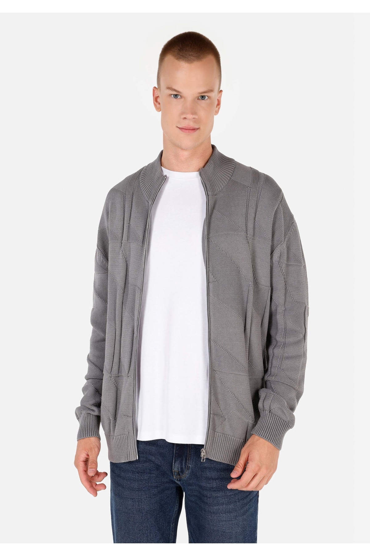 Colin's Regular Fit Fermuarlı Erkek Gri Hırka — خاکستری .CL1069976_Q1.V2_GRA