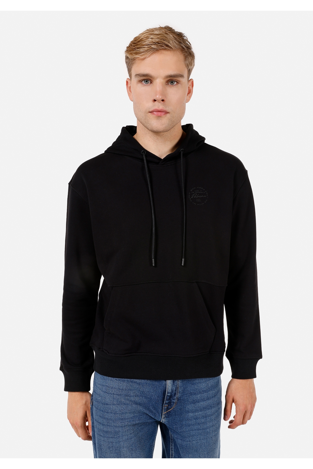 Comfort Fit Erkek Siyah Sweatshirt