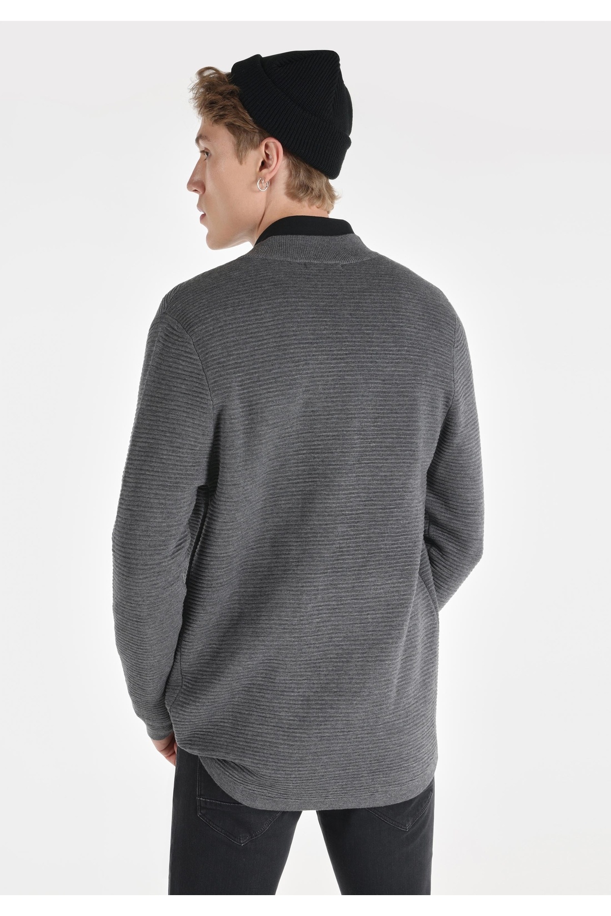 Colin's Regular Fit Erkek Gri Triko Hırka görsel 2