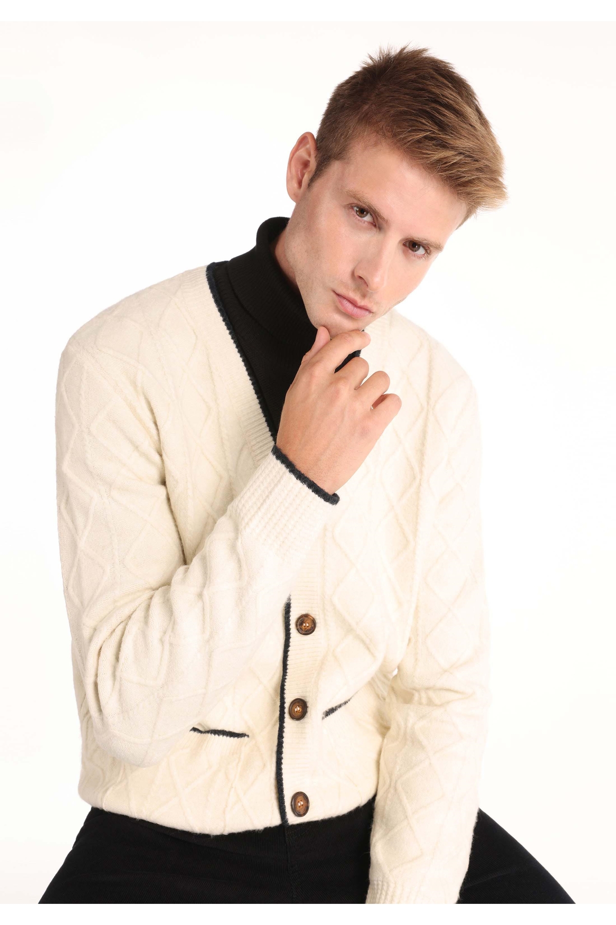 Regular Fit Erkek Beyaz Hırka — سفید .CL1066297_Q1.V2_OFW — تصویر 4 از 4