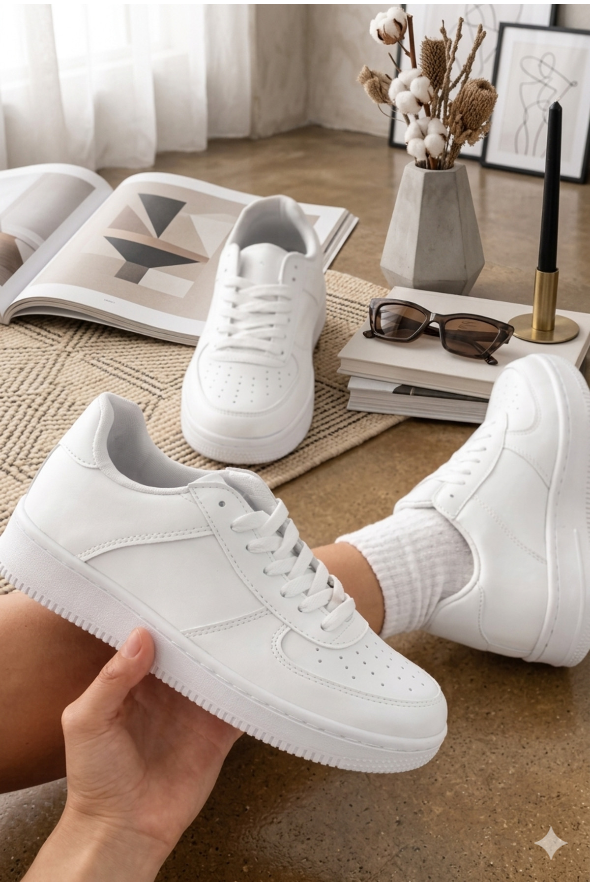 ONEGİYER Dámské bílé tenisky Pohodlné pro každodenní chůzi Lehká podrážka Unisex