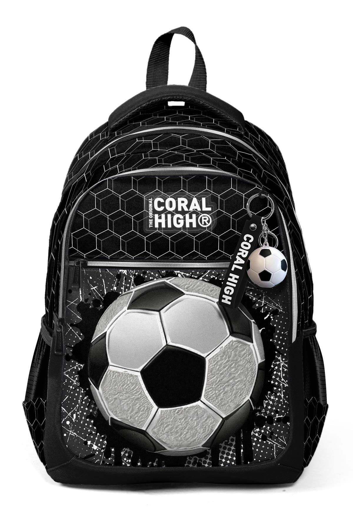 Kids Football Patterned Three Compartment School Backpack 23653
