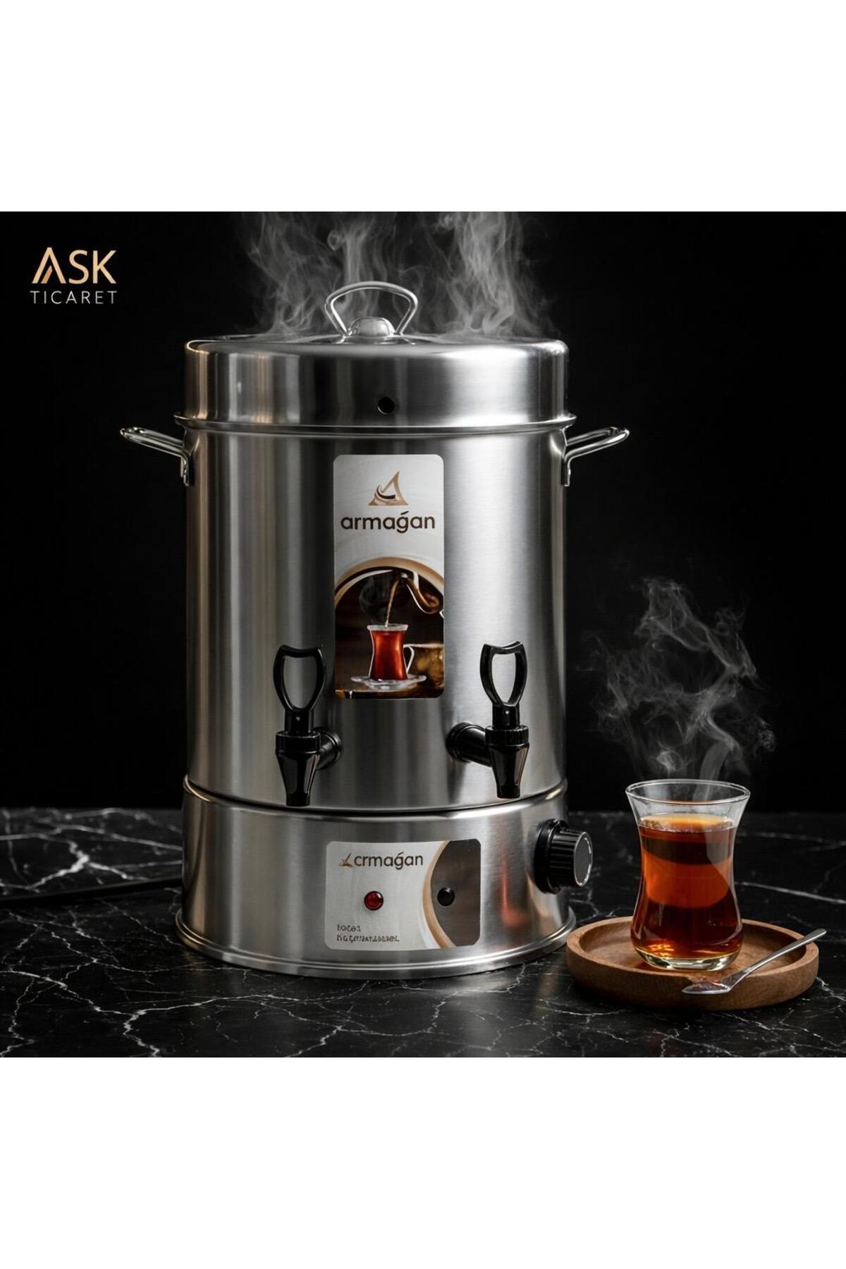Genel Markalar 40 Bardak Çelik Çay Otomatı & Çay Makinesi - Semaver Açık rezistans