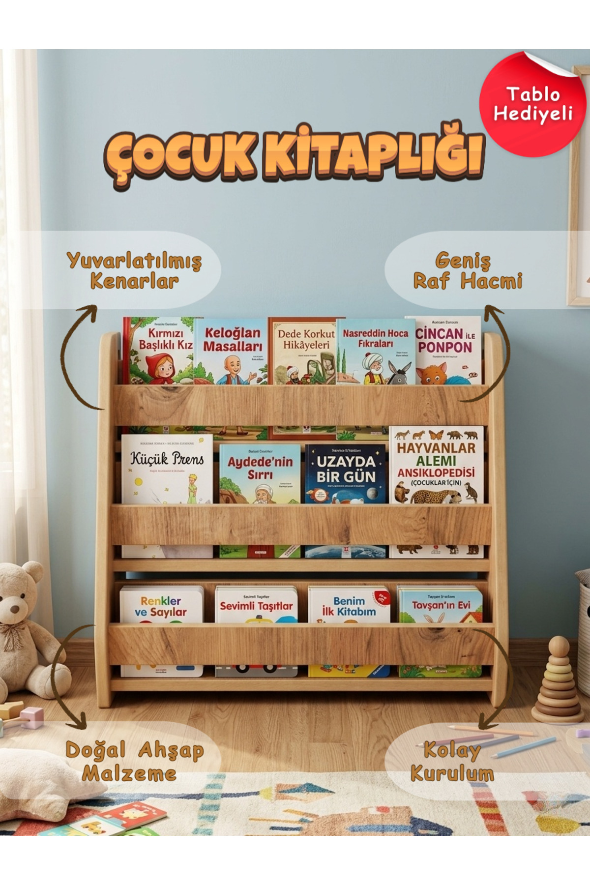 Montessori Wood Floor Bookshelf 50x50 Bookshelf