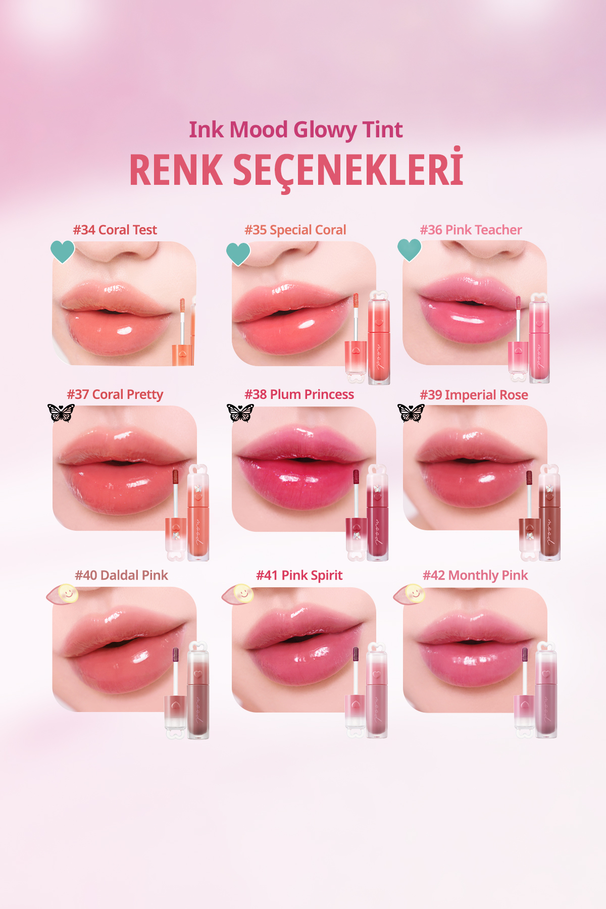 Kalıcı, Pigmentli, Parlak Bitişli Tint PERIPERA Ink Mood Glowy Tint 27 Joking Pink (Tteok Recipe) — صورتی 6412 — تصویر 7 از 9