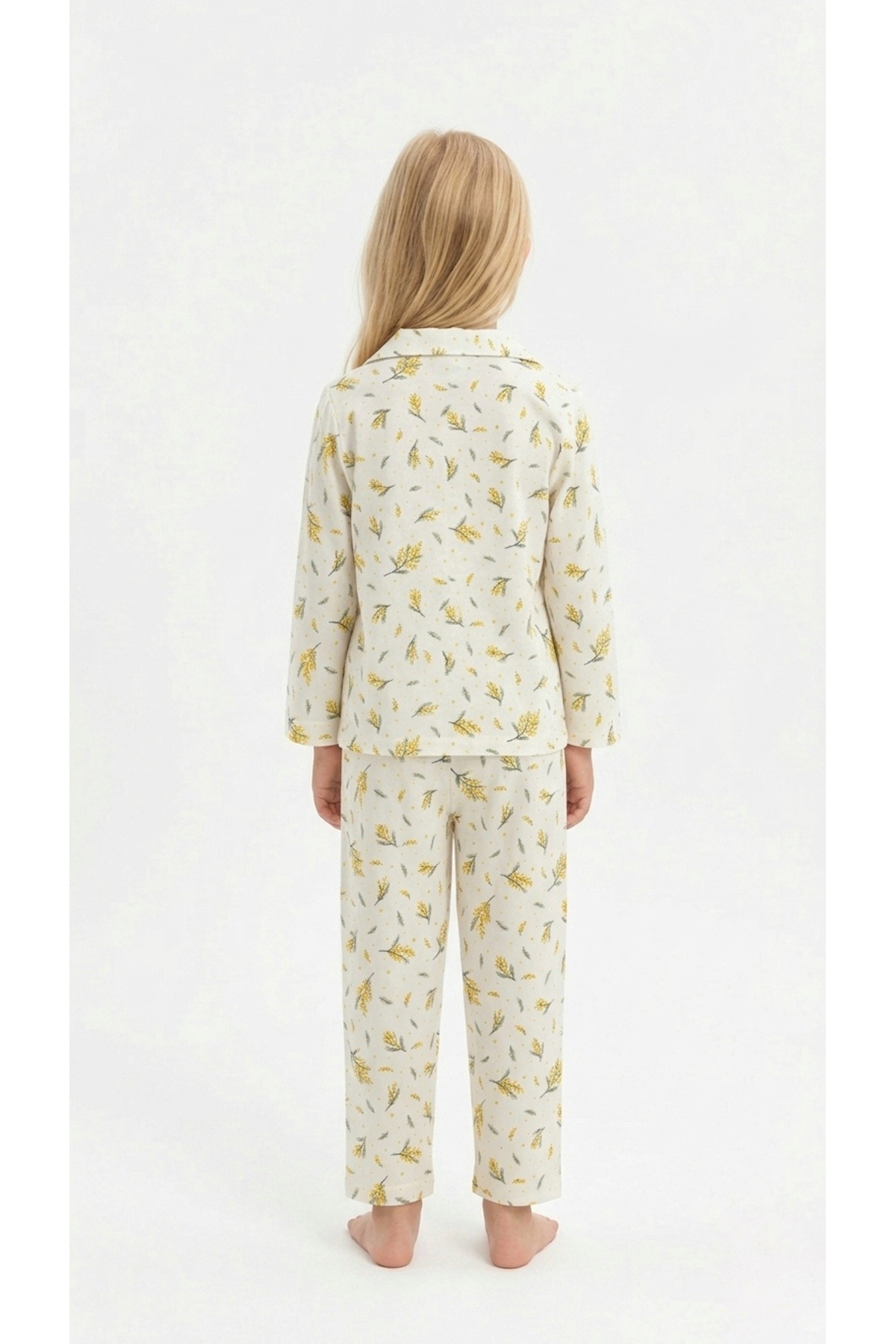 Enie Kız Çocuk Çiçek Desenli %100 Pamuk 4 Mevsim Pijama Takımı fotoğrafı 5 (önizleme)