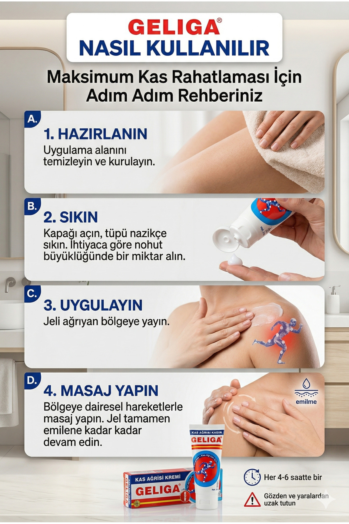 Masaj Kremi, 60 g - Bel, Boyun ve Eklem Kas İçin Ferahlatıcı ve Rahatlatıcı Balm — 8 — تصویر 5 از 6