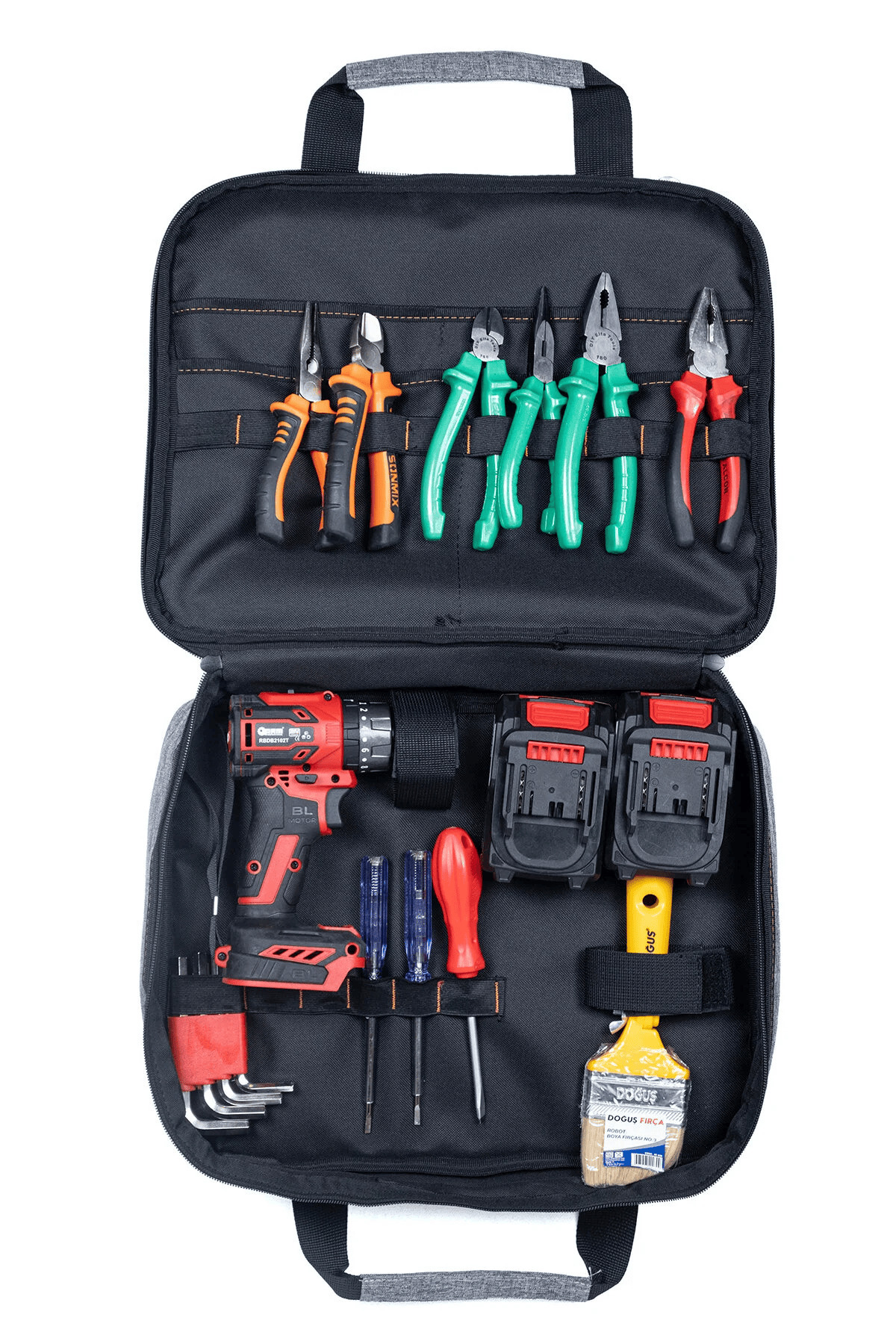 Electronic Hand Tool Bag M - Medium Size, 19 Compartments, Durable Metal Zipper