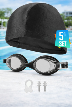 EvRossa 5’li Yüzme Seti – Gözlük + Bone + Kulak & Burun Tıkacı