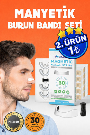 Wealtivo Premium Manyetik Burun Bandı Seti 30 Adet, Beyaz Horlama Azaltıcı Bu...