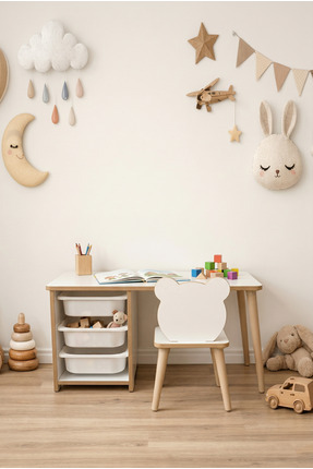 POFİTTO Çocuk Masa Sandalye Takımı-3 Sepetli Çocuk Çalışma Masası Aktivite Ma...