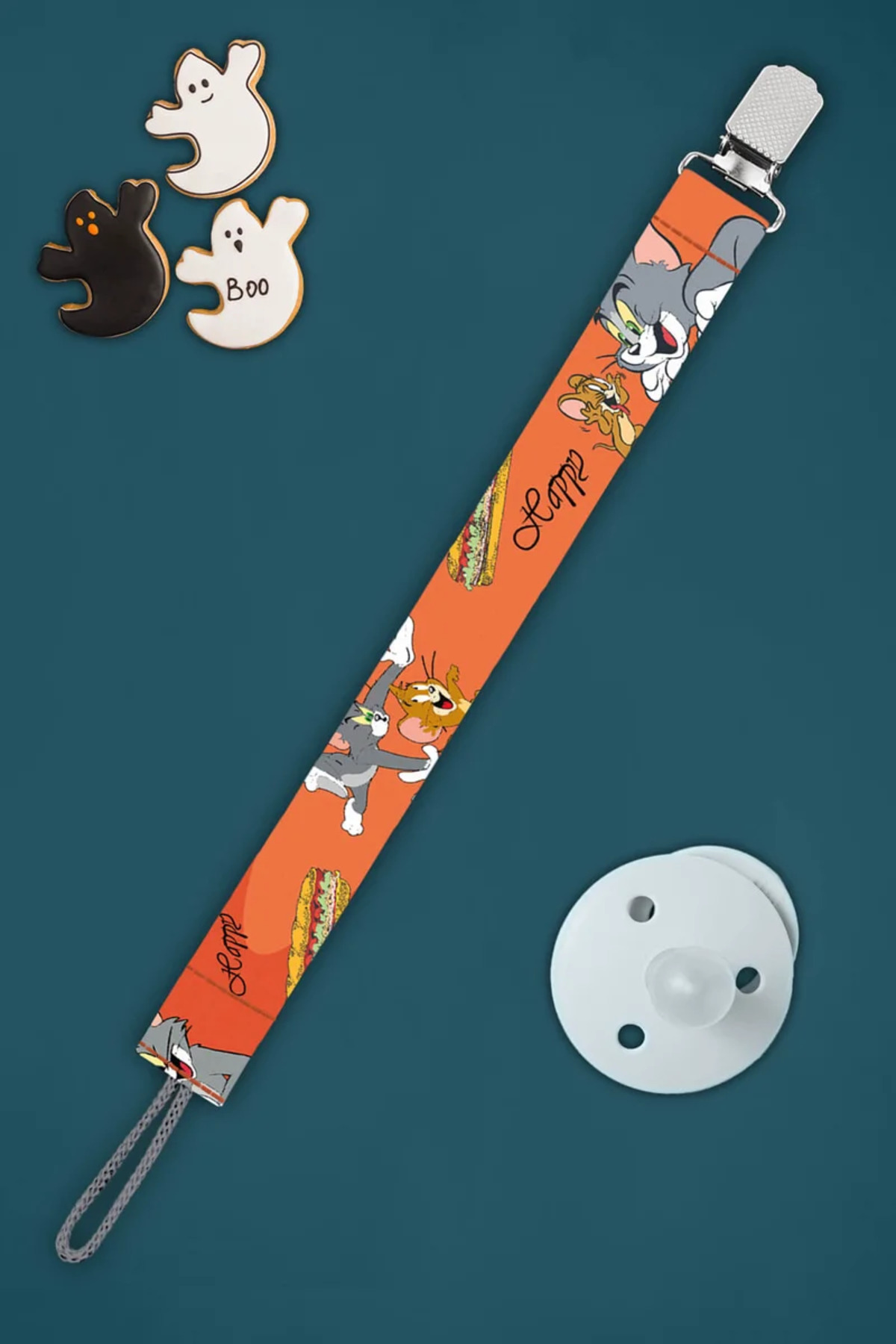 Apptakı Kedi Desenli Bebek Emzik Askısı Emzik Zinciri Emzik Tutacağı Emzirme Aksesuarı - EMZ0016 fotoğrafı 2 (önizleme)