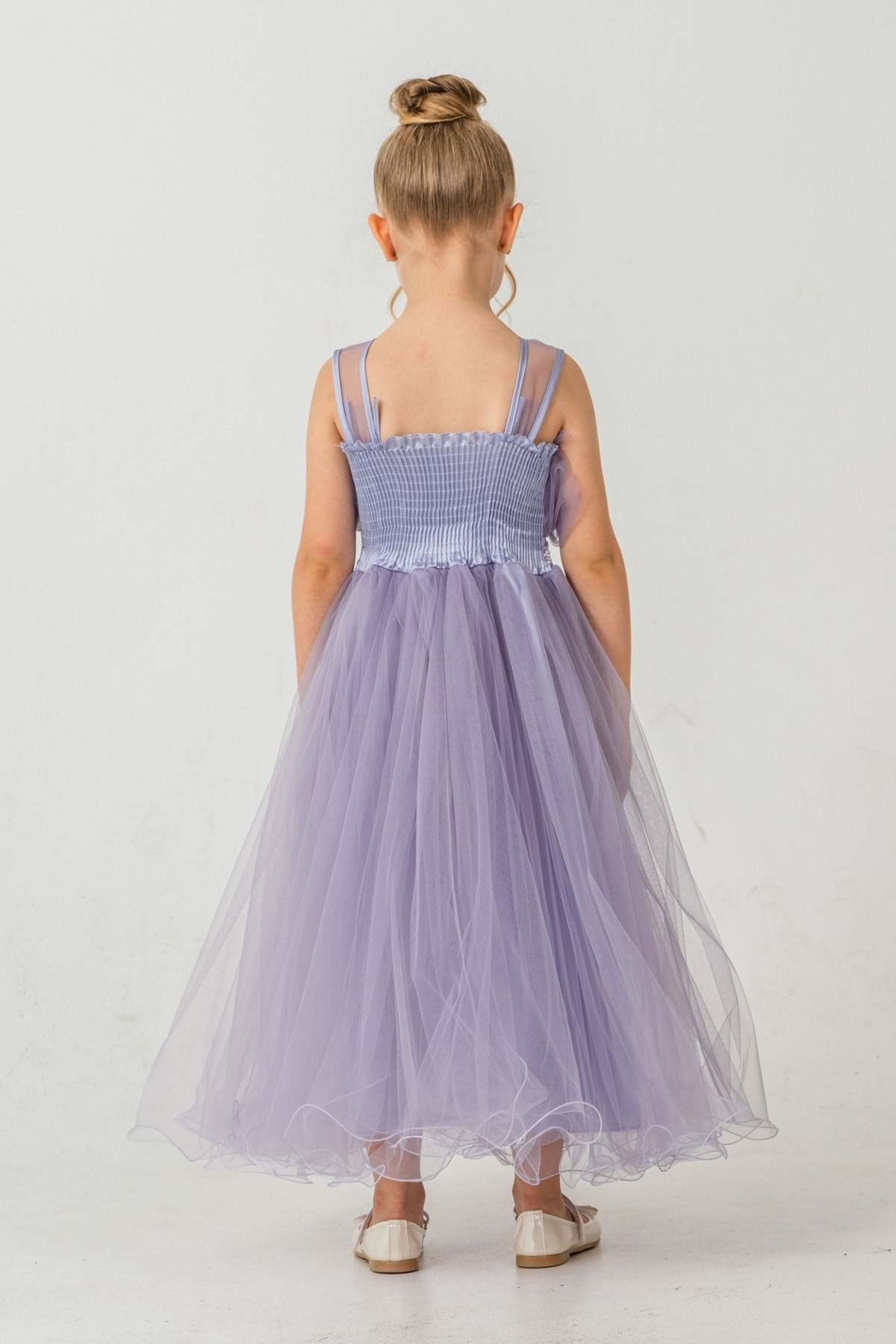 Mnk Baby&Kids Kız Çocuk Robası Katlı Özel Gün Abiye Elbise MNK0475 LİLA fotoğrafı 6 (önizleme)