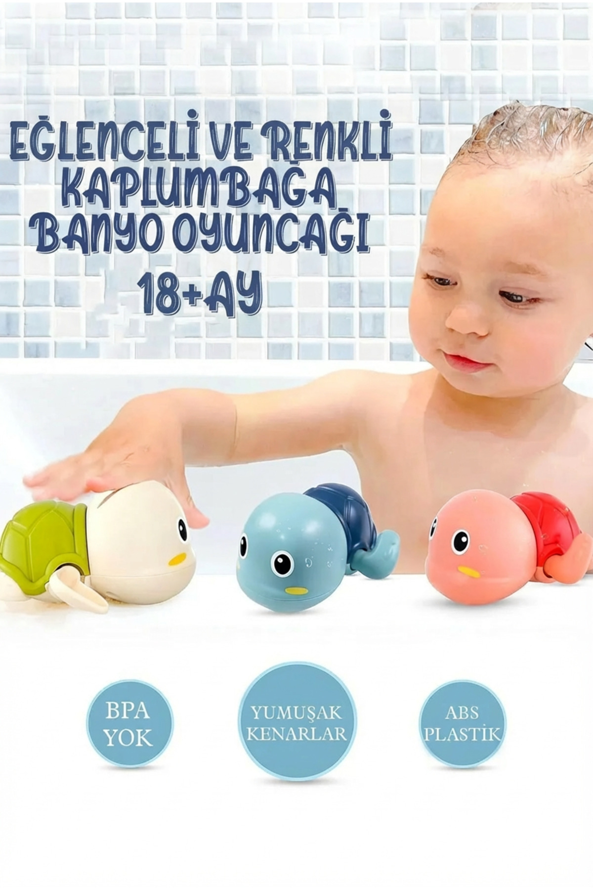 CARA CARO 3'lü Kurmalı Yüzebilen Kaplumbağa Banyo Oyuncak Seti - 18 Ay+ BPA İçermez Bebek Duş Eğlencesi Hediye fotoğrafı 7 (önizleme)