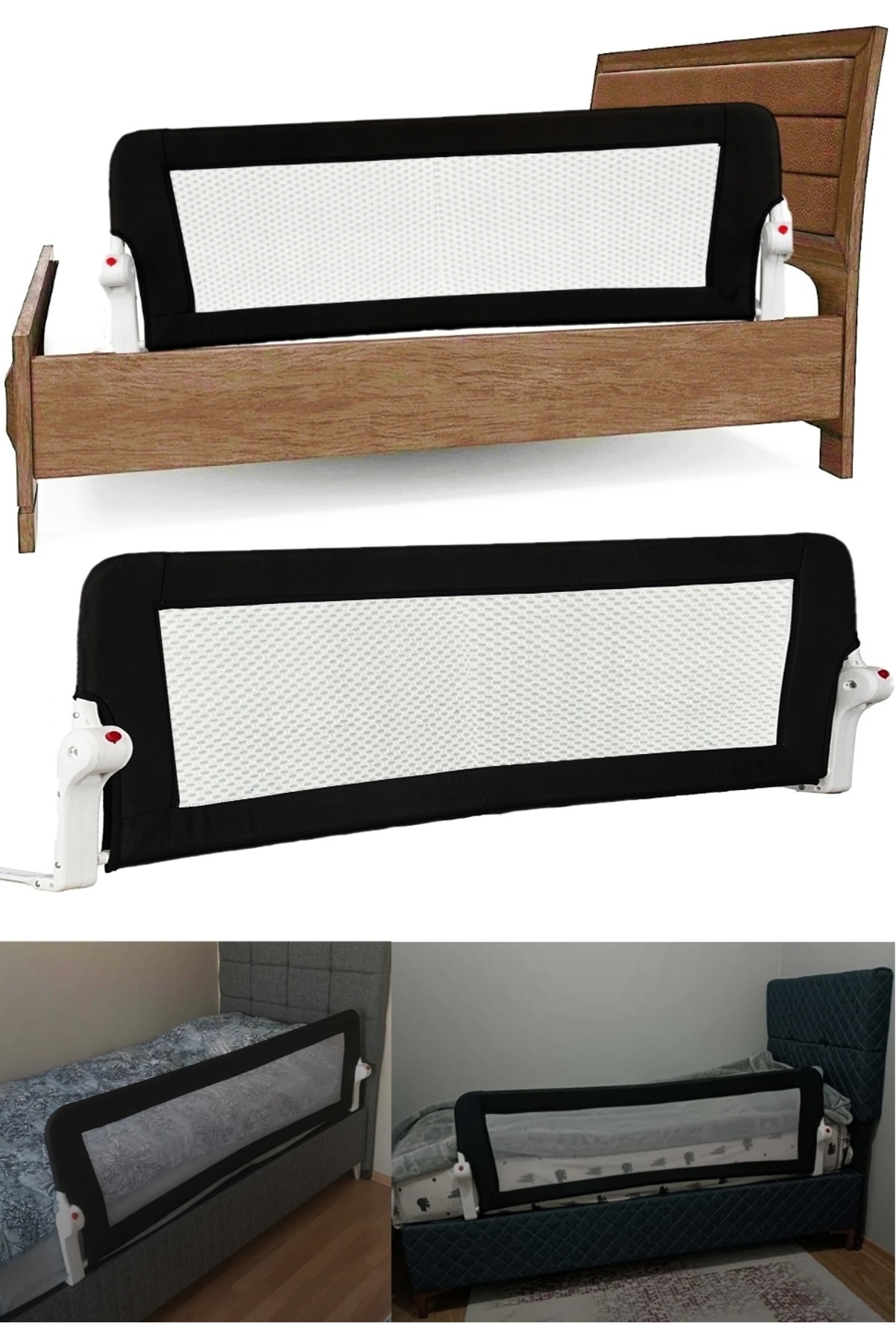 ESY LİNE Bebek Çocuk Koruyucu Yatak Bariyeri Korkuluğu 150x65 cm Katlanır Baza Güvenlik Bariyeri fotoğrafı 6 (önizleme)
