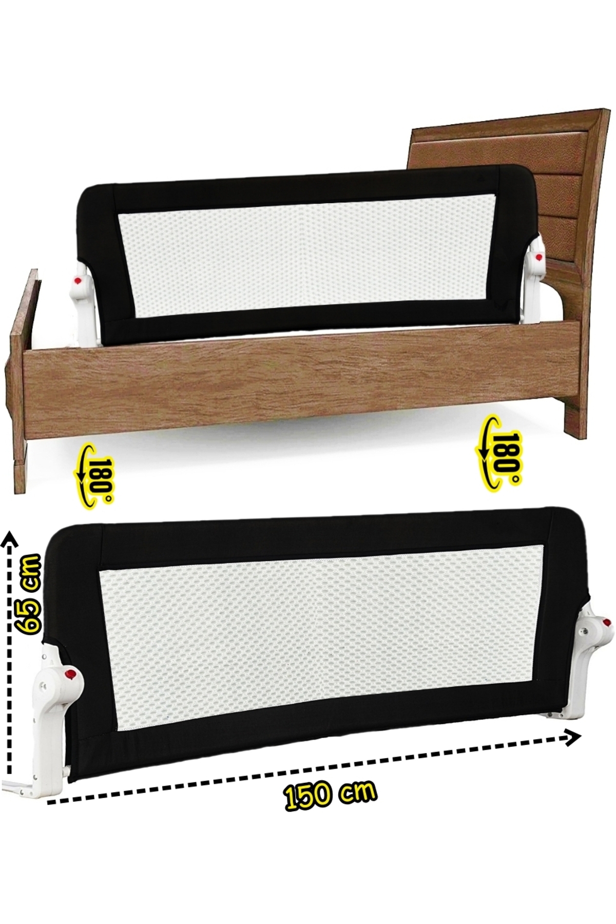 ESY LİNE Bebek Çocuk Koruyucu Yatak Bariyeri Korkuluğu 150x65 cm Katlanır Baza Güvenlik Bariyeri fotoğrafı 2 (önizleme)