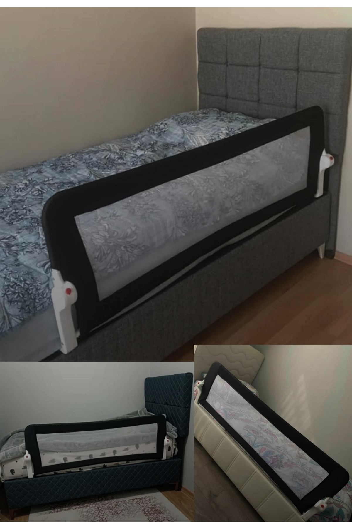 ESY LİNE Bebek Çocuk Koruyucu Yatak Bariyeri Korkuluğu 150x65 cm Katlanır Baza Güvenlik Bariyeri fotoğrafı 3 (önizleme)