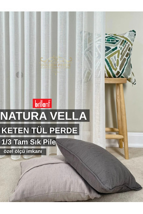 Gülsem Perde Brıllant Foldet Keten Tül Perde 1/3 Sık Pile Ozel Olcu Dıkılır