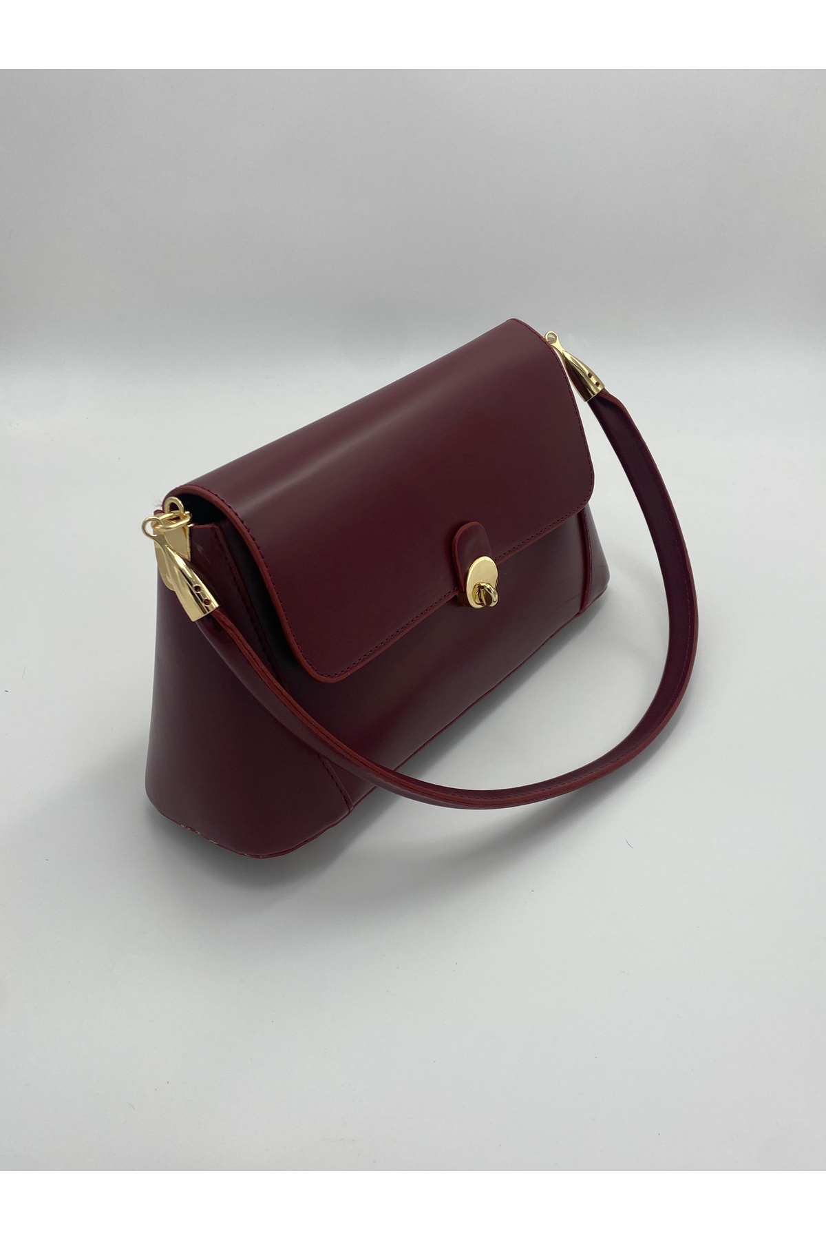 Bordo Ruby Bordo Kadın Kapaklı El ve Omuz çantası Şık Tasarım