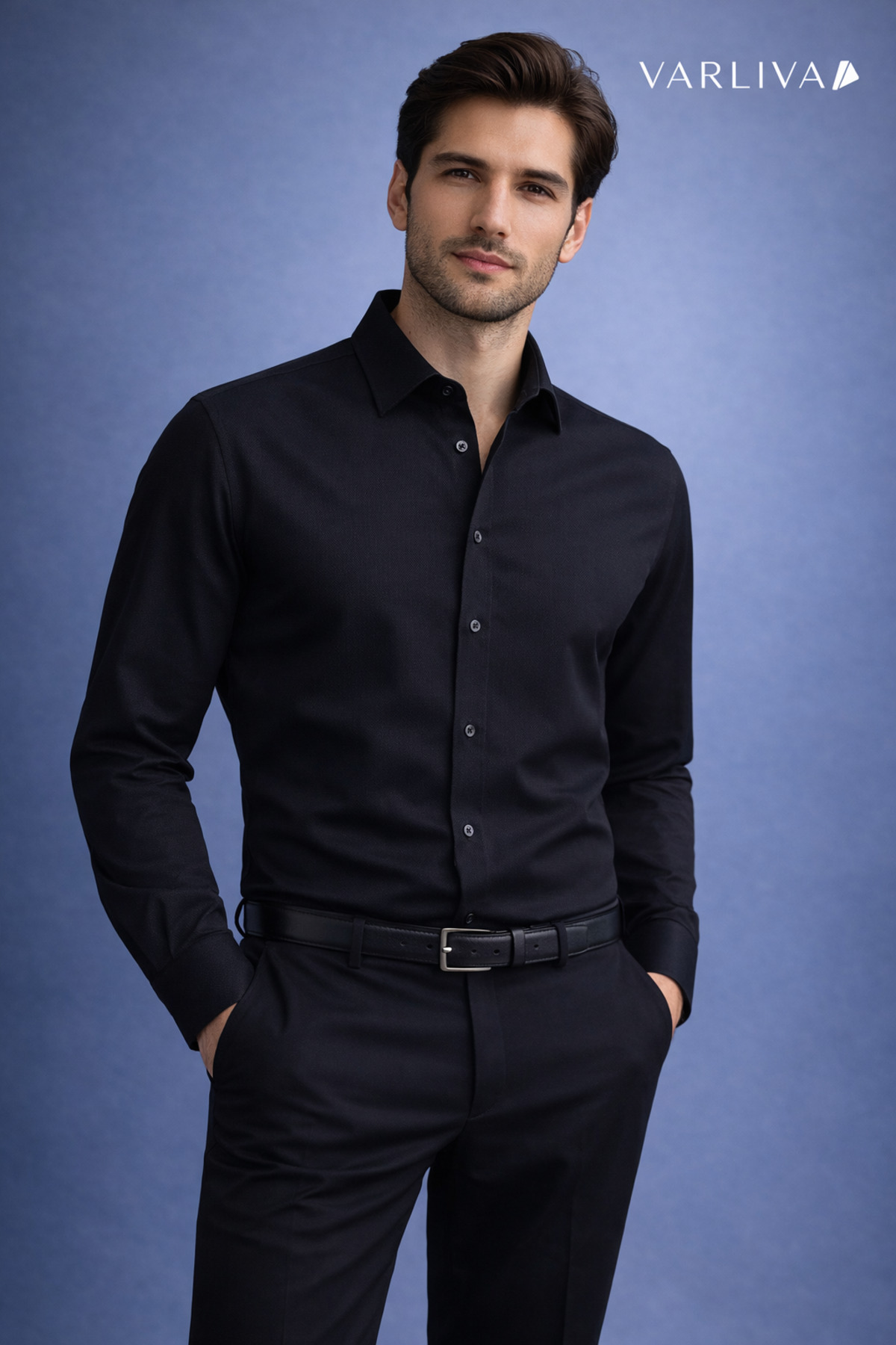 Erkek Armür Gömlek Slim Fit Uzun Kollu — مشکی ARM-01