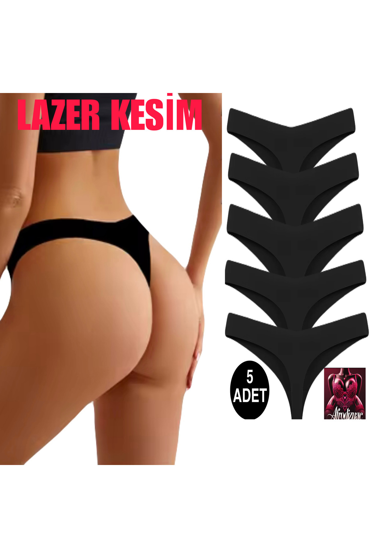 Afrodizyac 5-dijelni Laserski rez No Trace Extra E Elastično i mekana tangica...