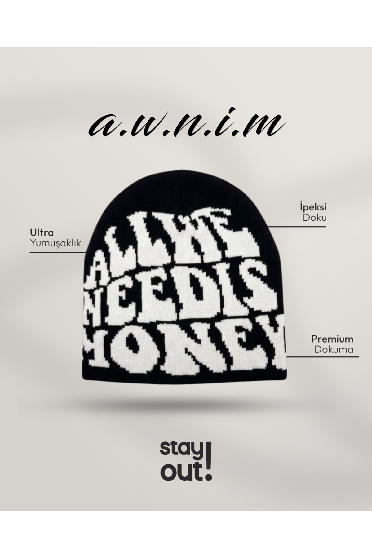 Stay Out ALL WE NEED IS MONEY Y2K BERE görsel 2
