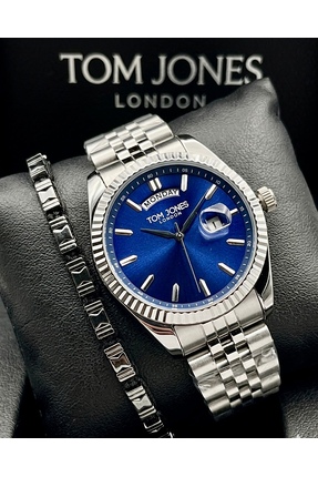 Tom Jones Gün Takvim Göstergeli Erkek Kol Saati Çelik Kordon 3 Atm Su Geçirme...