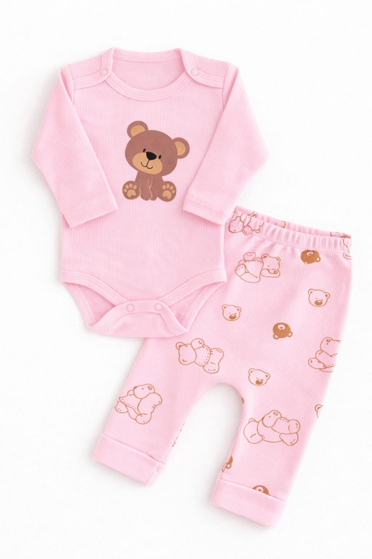 VERONA TARZ Kız Erkek Bebek Ayıcıklı 2li Takım 2 Parça Alt Üst Çıtçıtlı Body Takımı Mevsimlik Yenidoğan Kıyafeti fotoğrafı 2 (önizleme)