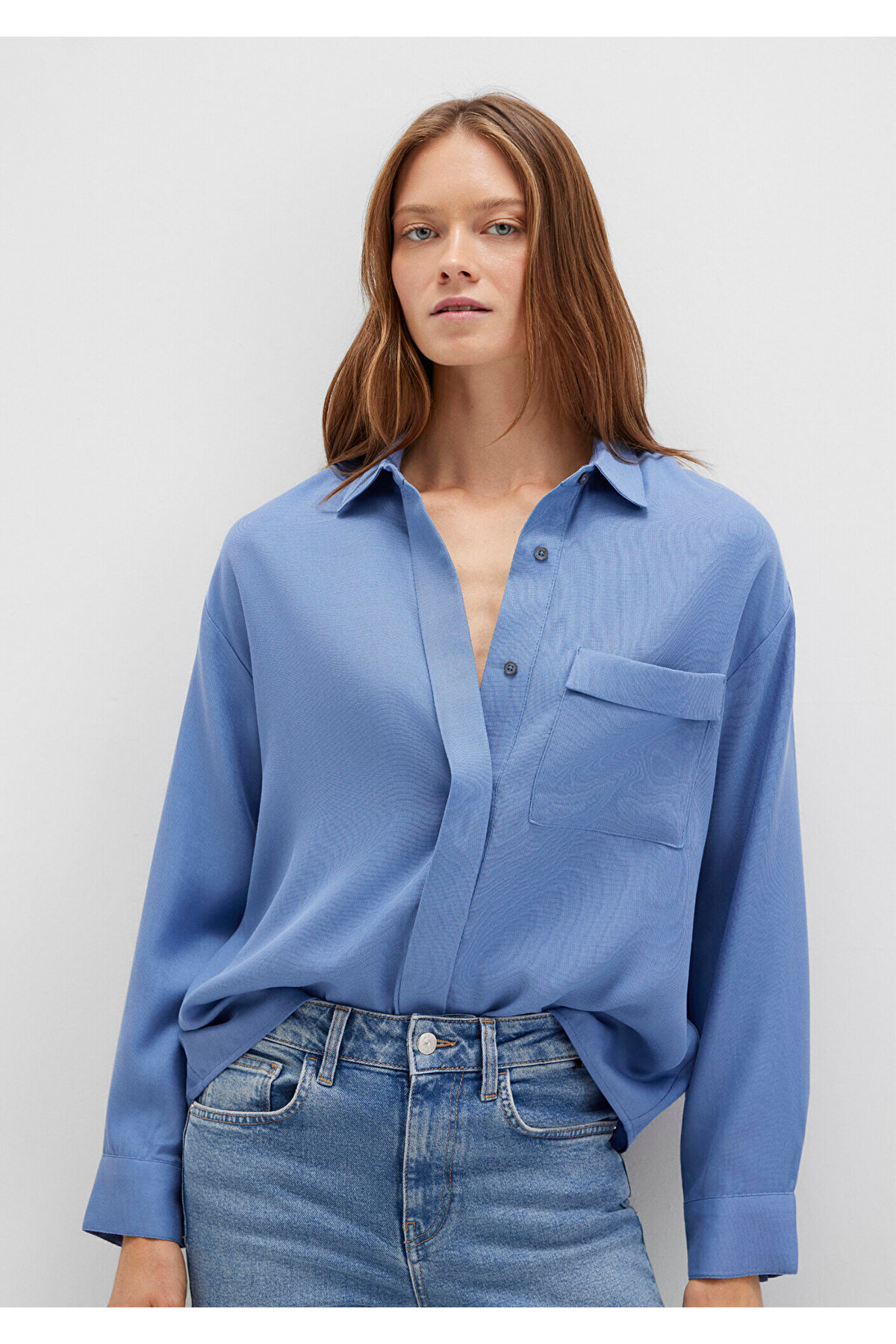 Mavi Soft-Premium (TENCEL™) Liyosel Gömlek Oversize / Geniş Kesim 1211354-86802 — آبی