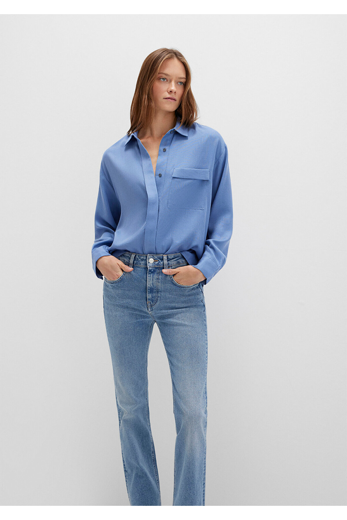 Soft-Premium (TENCEL™) Liyosel Gömlek Oversize / Geniş Kesim 1211354-86802 — آبی — تصویر 2 از 8