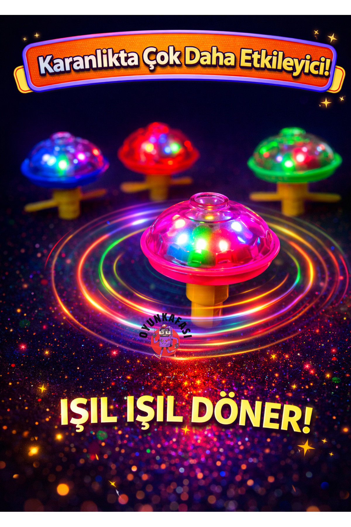 OYUNKAFASI Işıklı Blade Topaç Çek Bırak Dönen Oyuncak LED Işıklı