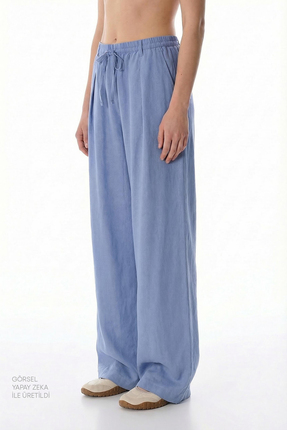 Penti Koyu Mavi Linen Pantolon