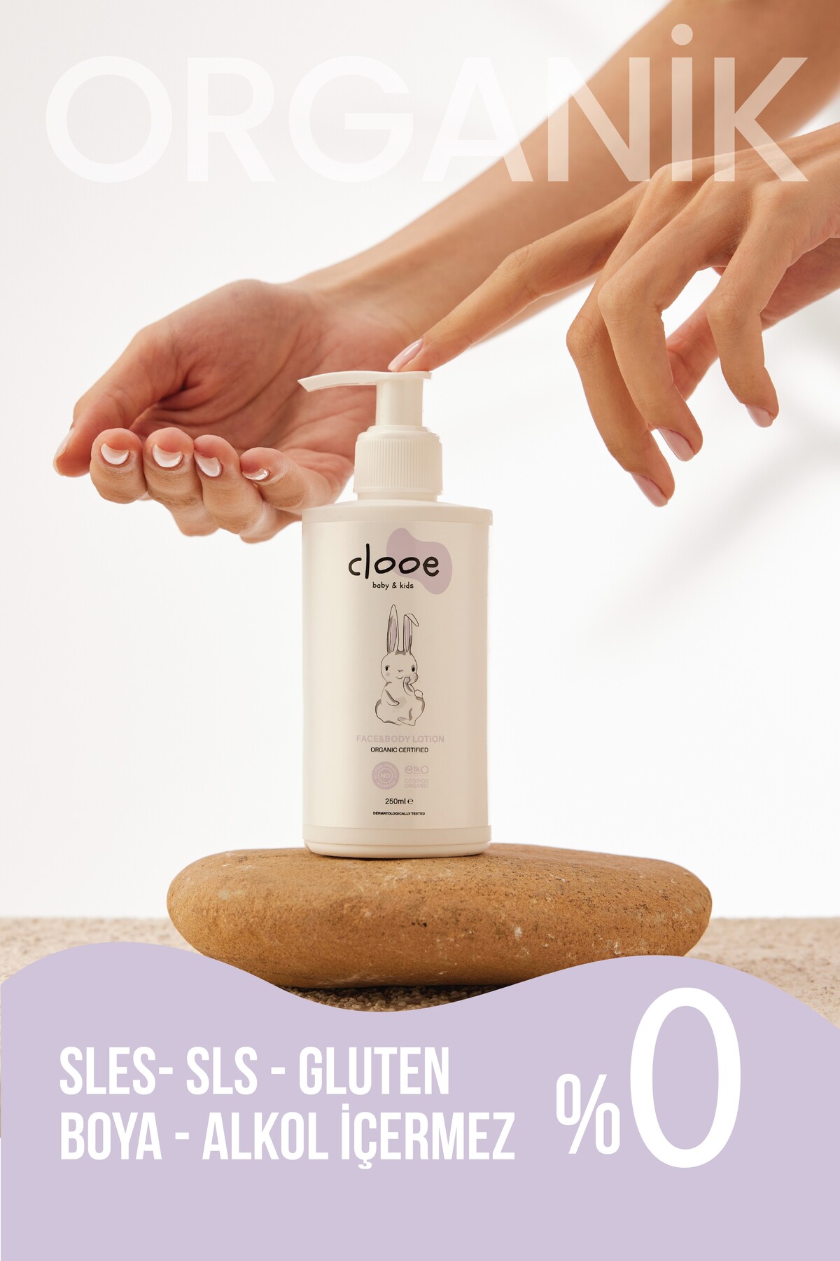 clooe Organik Sertifikalı Bebek Losyonu 250 ml - Yenidoğan & Hassas Cilt - Argan, Zeytinyağı, Huş fotoğrafı 2 (önizleme)