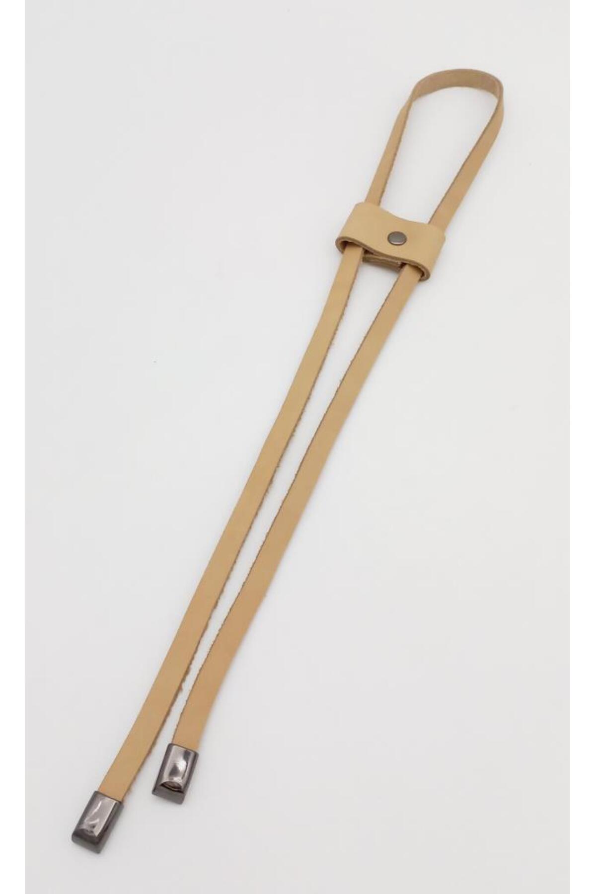 Raw Natural Real Leather Drawstring Smoked Metal