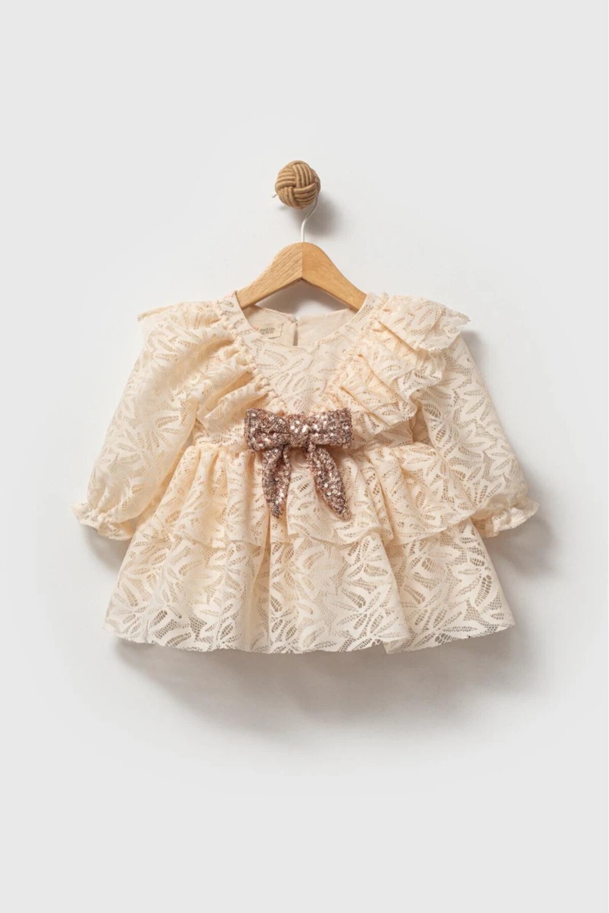 aysskids LOLA Kız Bebek Dantel Detaylı Uzun Kollu Özel Gün Bayramlık Abiye Elbise fotoğrafı 4 (önizleme)