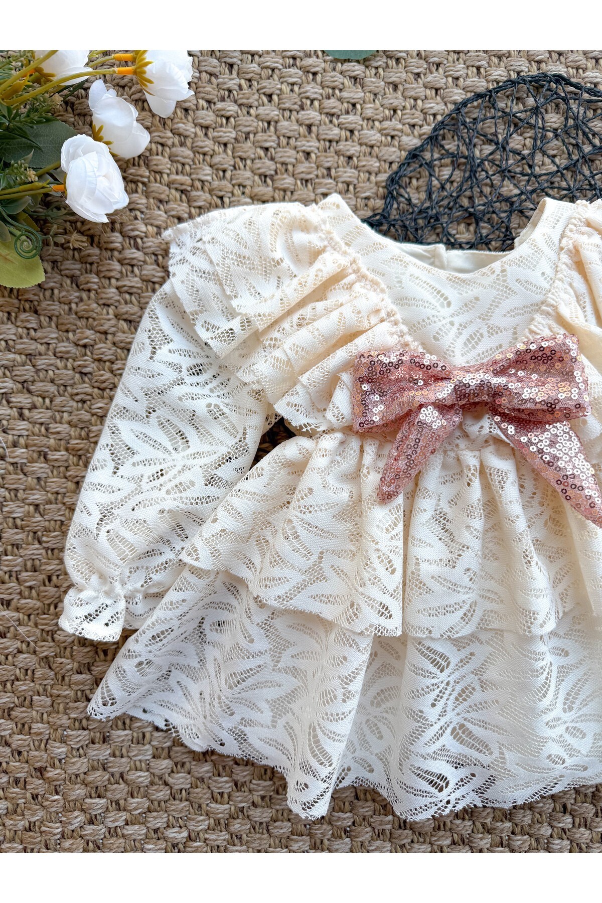 aysskids LOLA Kız Bebek Dantel Detaylı Uzun Kollu Özel Gün Bayramlık Abiye Elbise fotoğrafı 5 (önizleme)