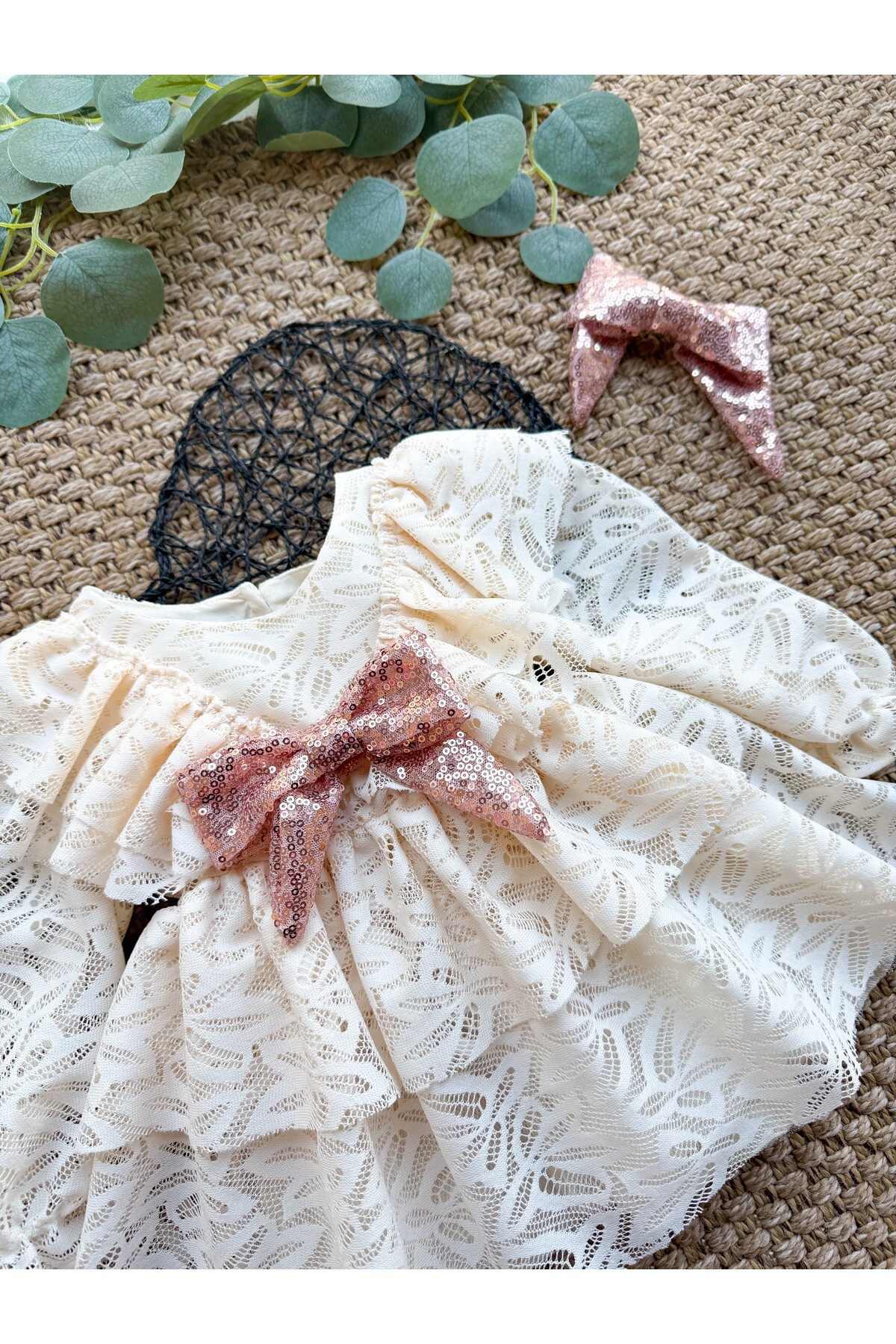 aysskids LOLA Kız Bebek Dantel Detaylı Uzun Kollu Özel Gün Bayramlık Abiye Elbise fotoğrafı 6 (önizleme)