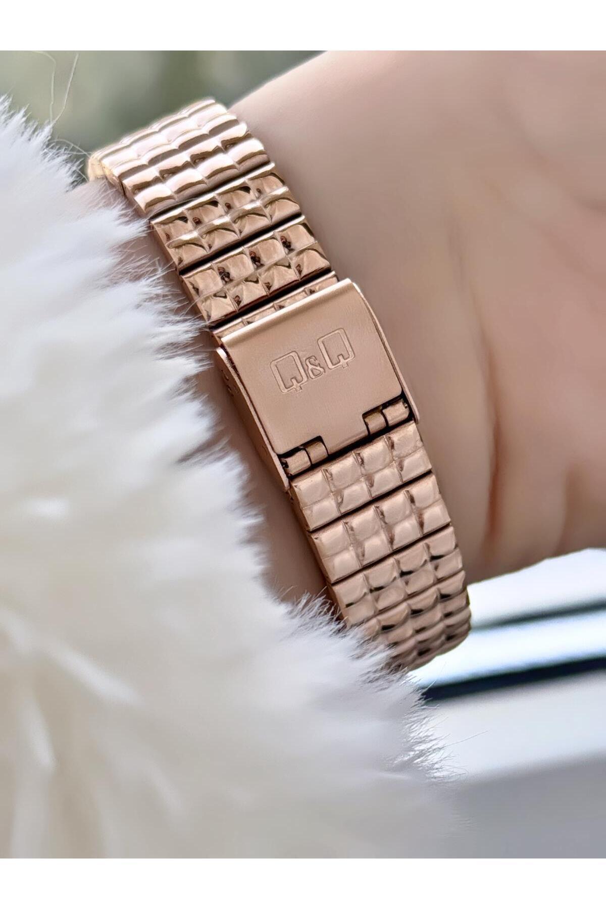 Q&Q Kadın Rose Gold Metal Kordon Kol Saati görsel 3