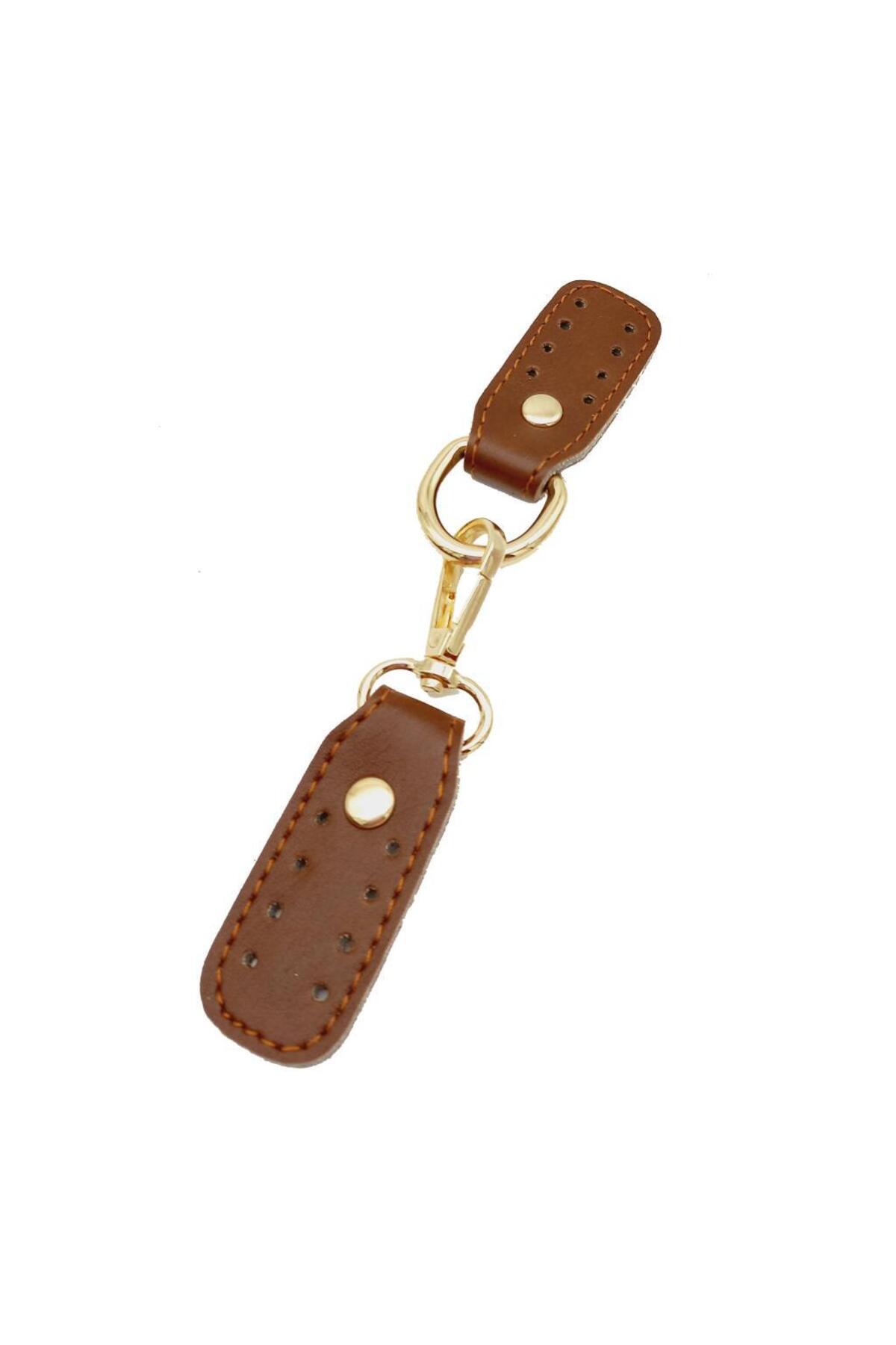 Faux Leather Tan Double Stitched Hooked Locked Insect Light Gold Metallic