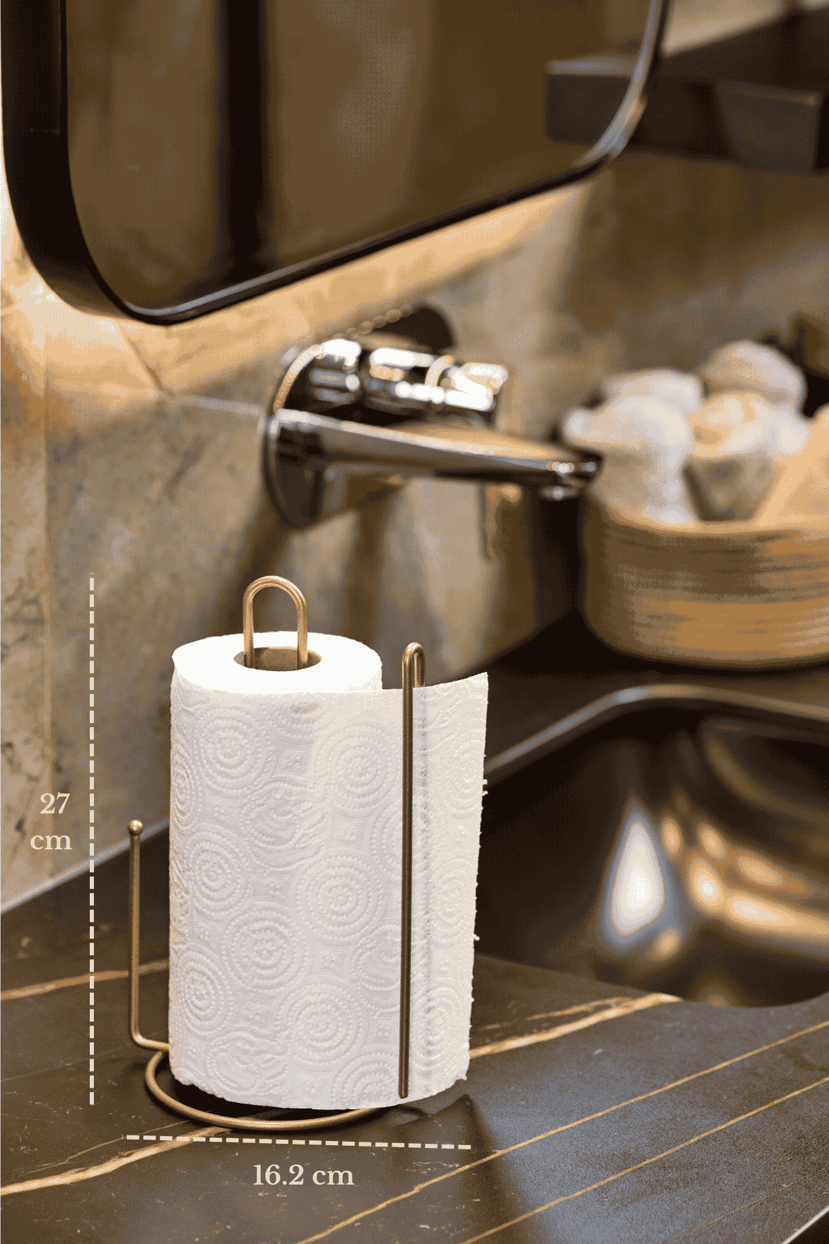 Mat Gold Ayraçlı Kağıt Havluluk Rulo Havluluk Peçetelik 25 Cm Paslanmaz Metal