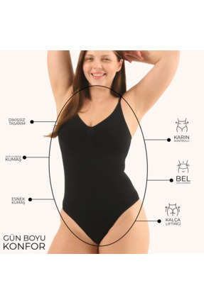 VIGORV Toparlayıcı Seamless Slip Bodysuit Korse Göbek Basen Şekillendirici