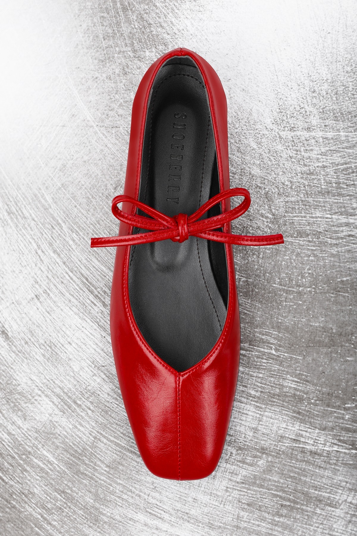 Shoeberry Kadın Noriel Kırmızı Cilt Bağlamalı Babet görsel 2