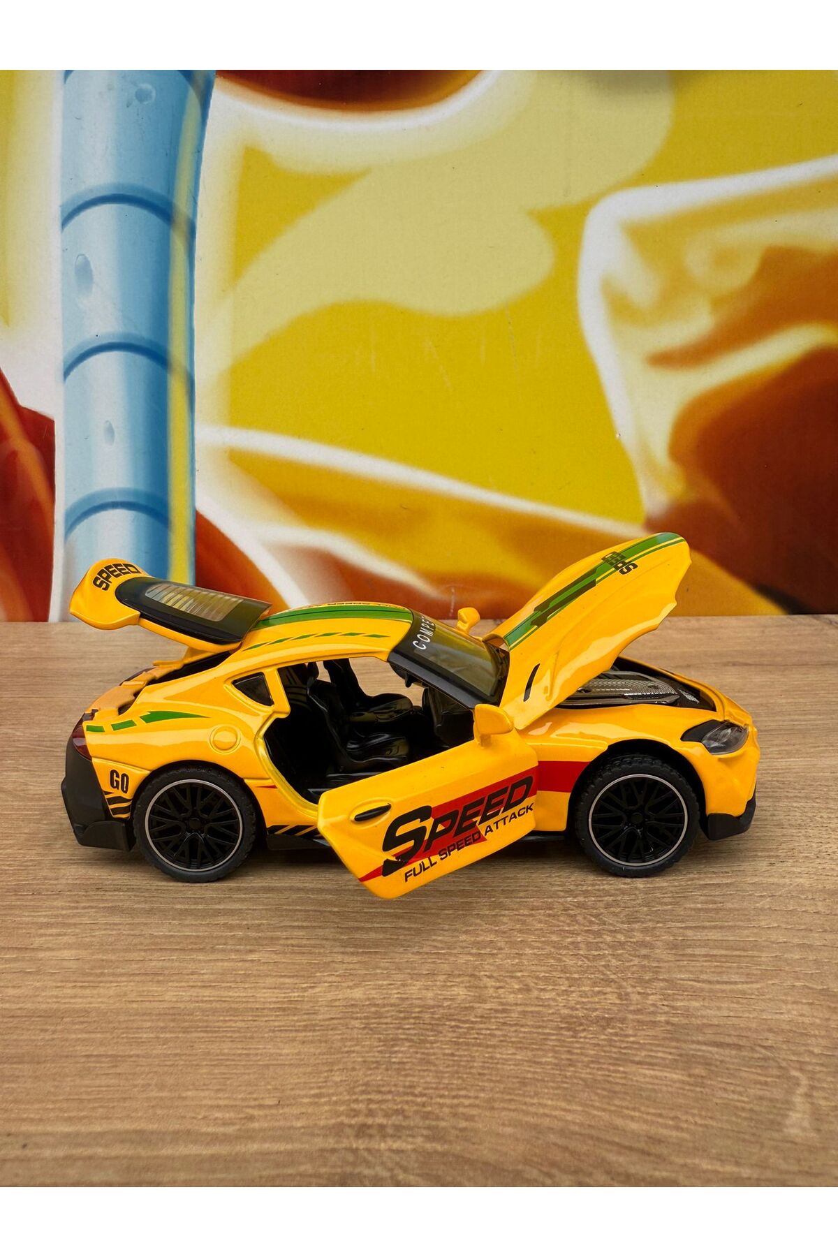 scntoys Metal Oyuncak Araba Toyota Supra Çek Bırak Model Araba Diecast Araba Sarı Toyota Supra fotoğrafı 2 (önizleme)